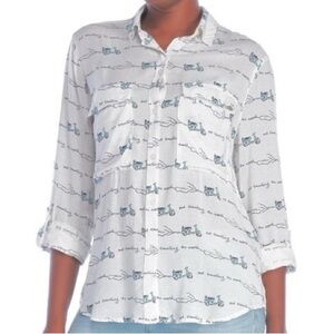 Nanette Lepore ‘Out Traveling the World’ Button Down Motorcycle Scooter Top